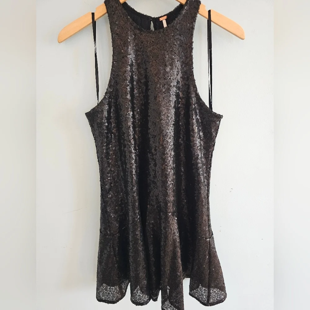 free people black sequin mini dress Free People‎ Black Sequin Mini Dress
